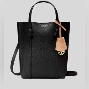 Tory Burch Perry Mini Tote Crossbody Black Leather Structured Compact